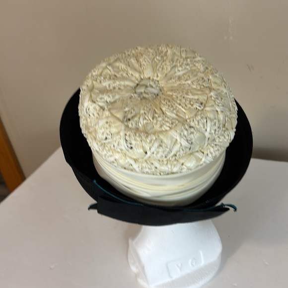 Vintage Black and Cream Woven High Top Bowlers Derby Hat Union Tag - Picture 7 of 14